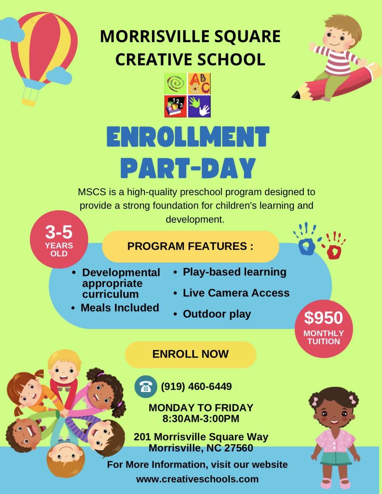 Morrisville Square Creative School Preschool ad creative