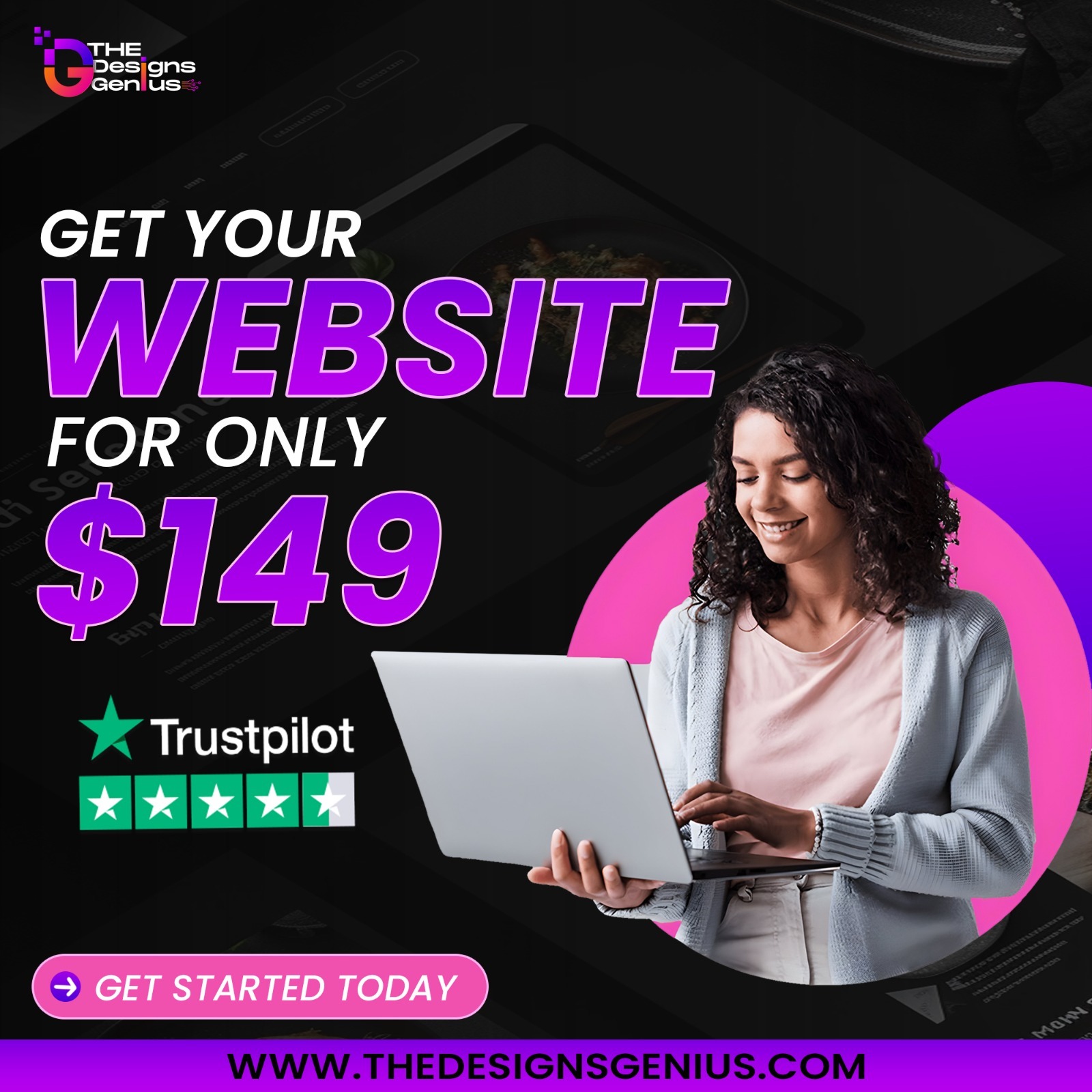 The Designs Genius Software Dev Services ad creative