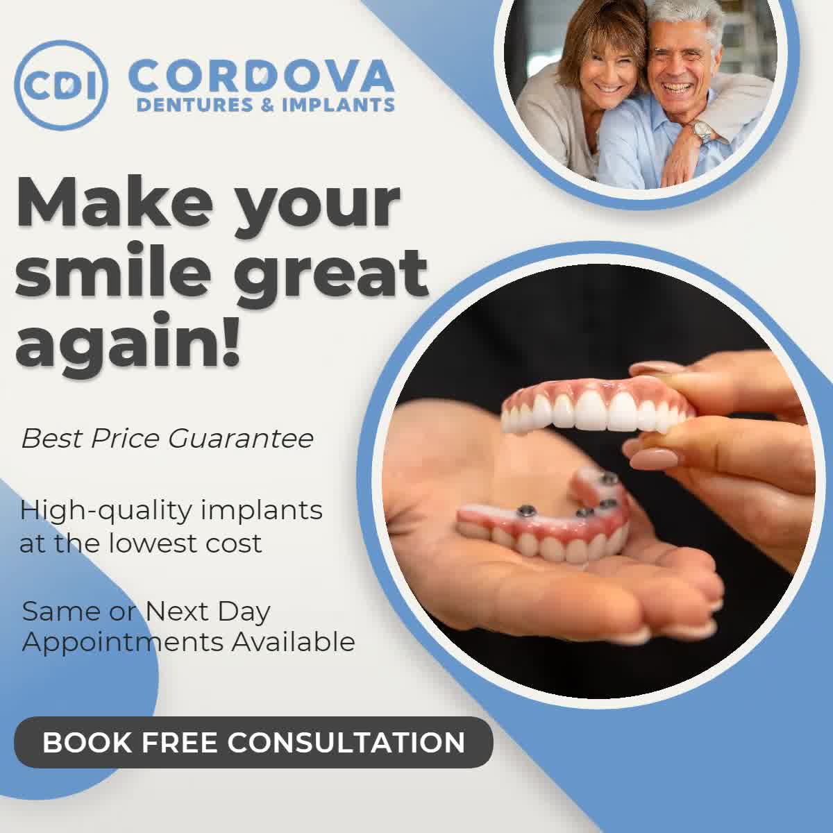 Cordova Dentures and Implants Implant Dentist ad creative