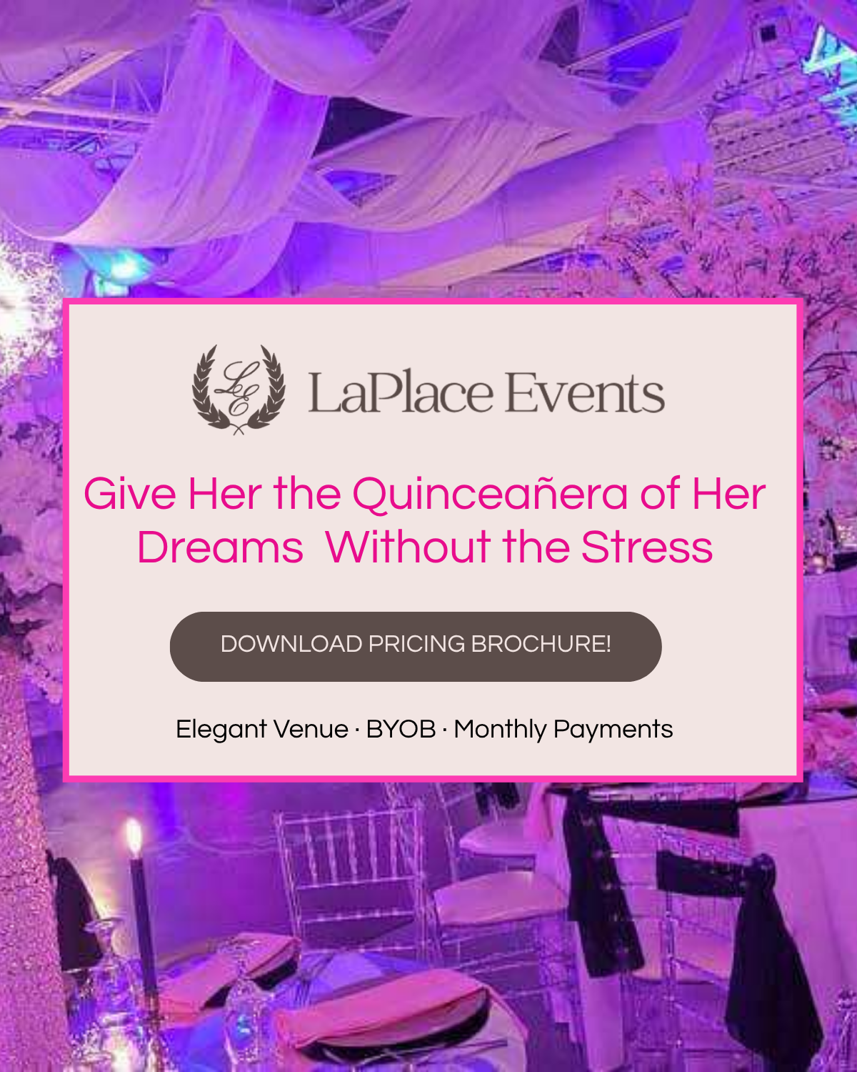 LaPlace Events Banquet Hall Event Venue ad creative