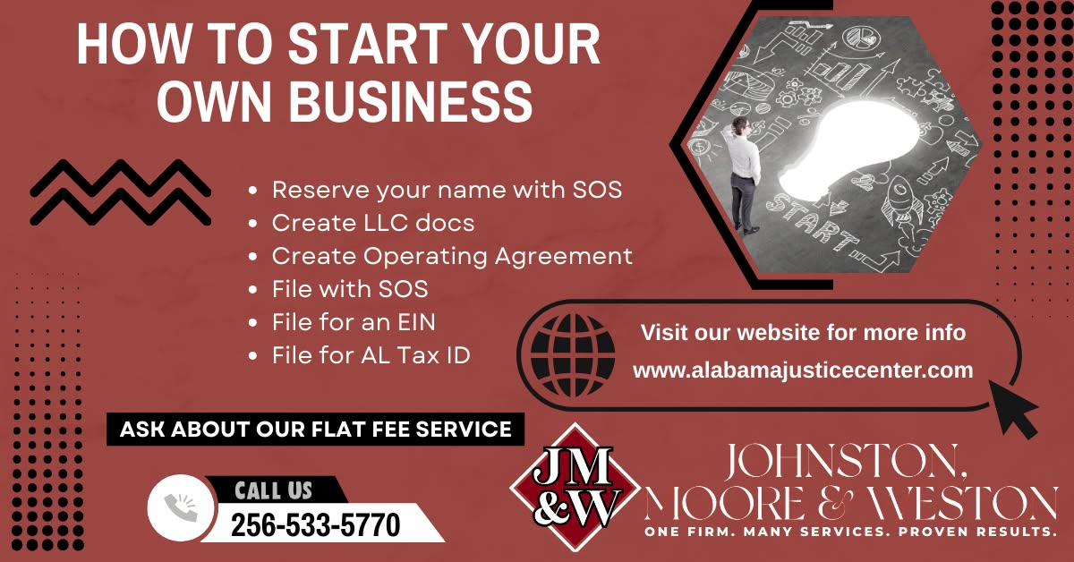 π Ready to Start Your Own Business? π Let Johnston, Moore & Weston Help!