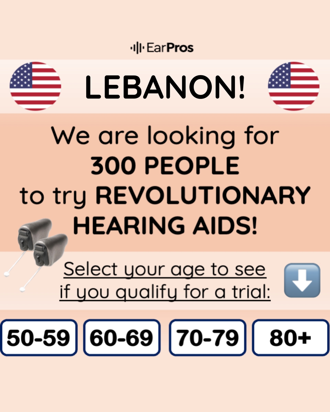 EarPros Pennsylvania Hearing / Audiology ad creative