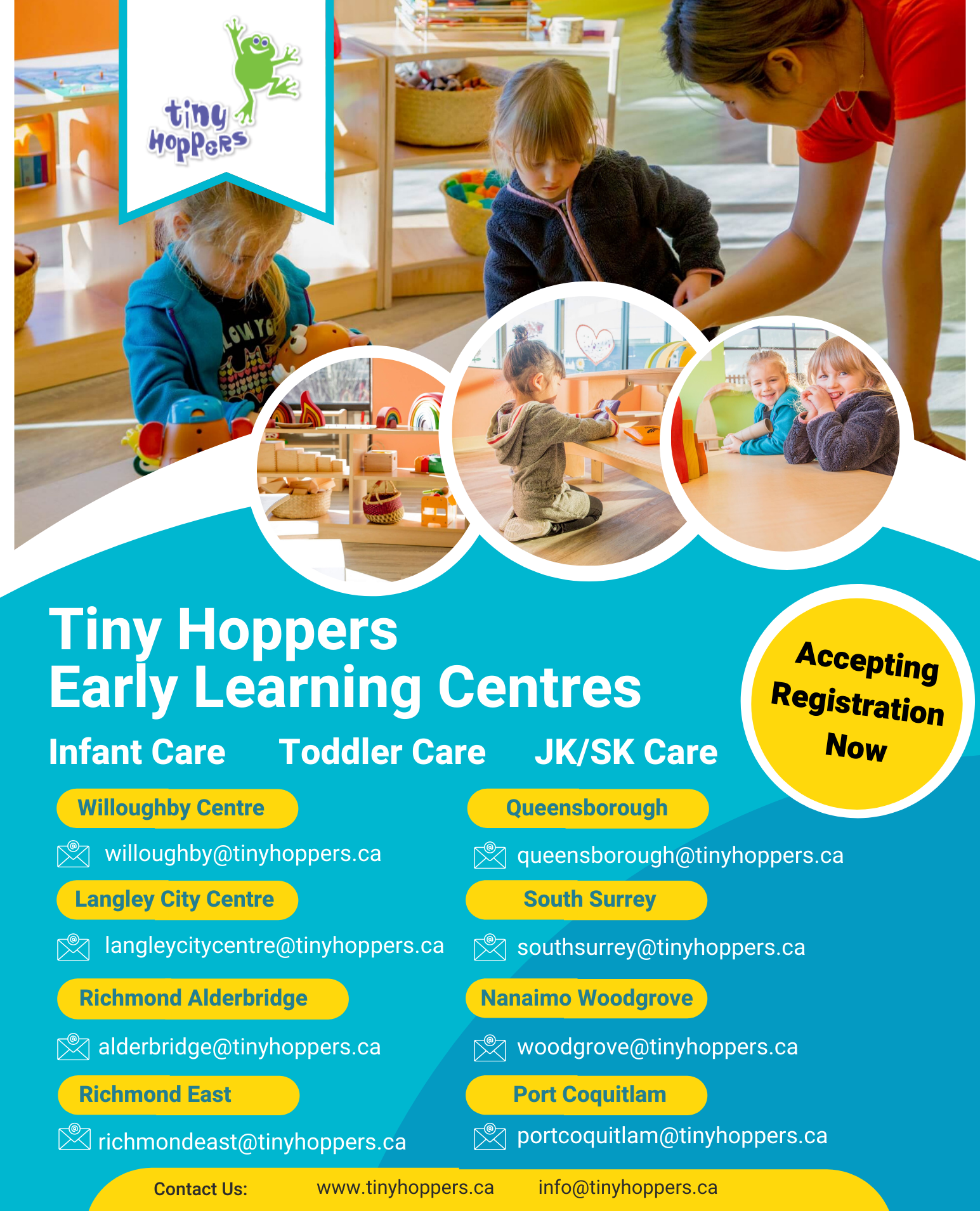 Tiny Hoppers Early Learning Childcare BC Preschool ad creative