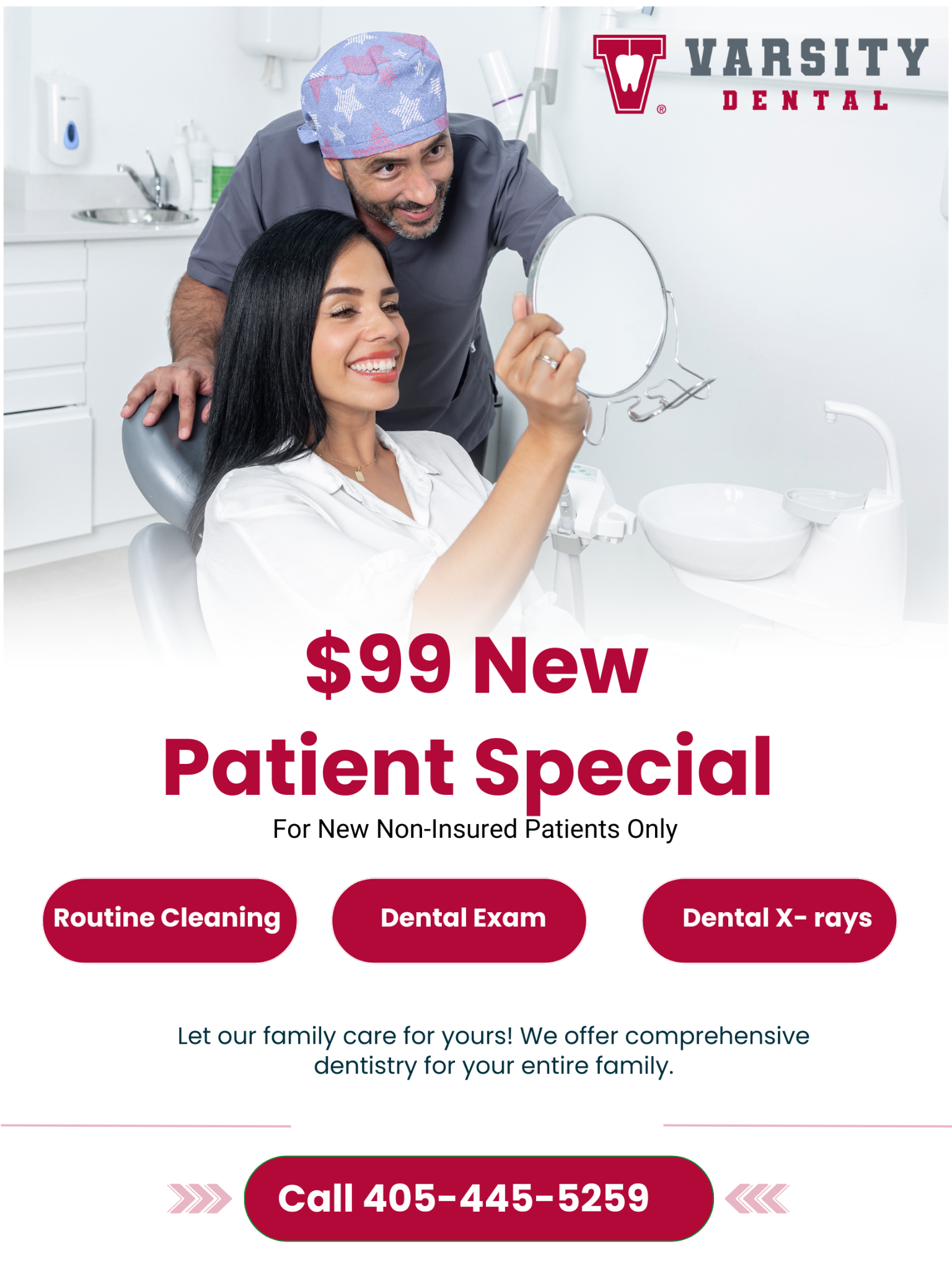 $99 New Patient Special for Families – Exam, X-rays & Cleaning!