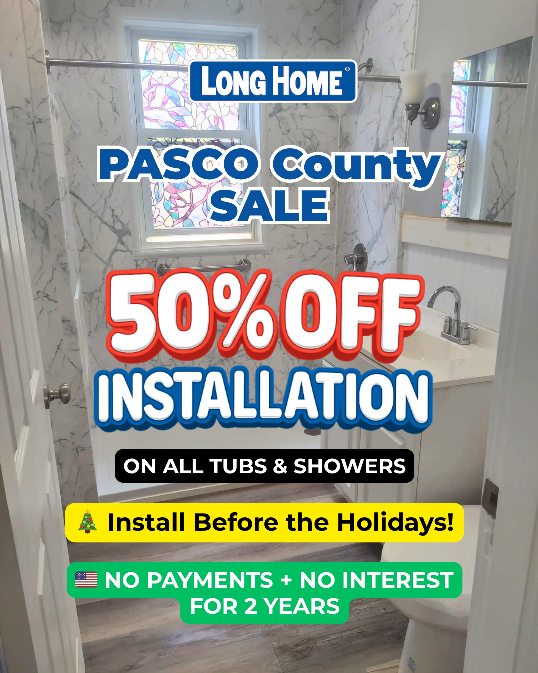 🇺🇸 PASCO COUNTY: Get 50% OFF Tub or Shower Installations!