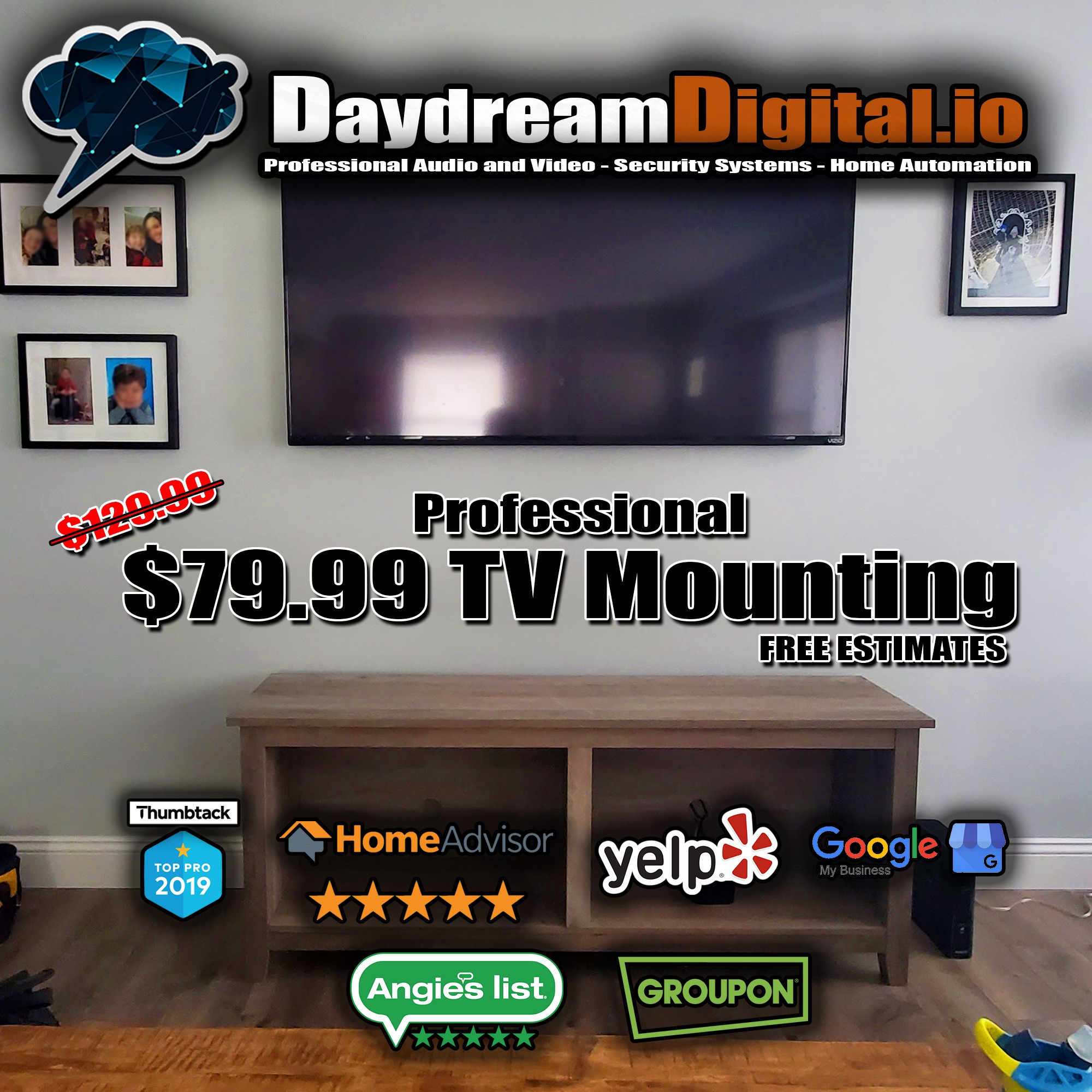 $79.99 Professional TV Mounting