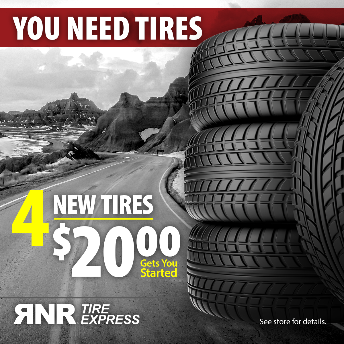 RNR Tire Express Tire Shop ad creative