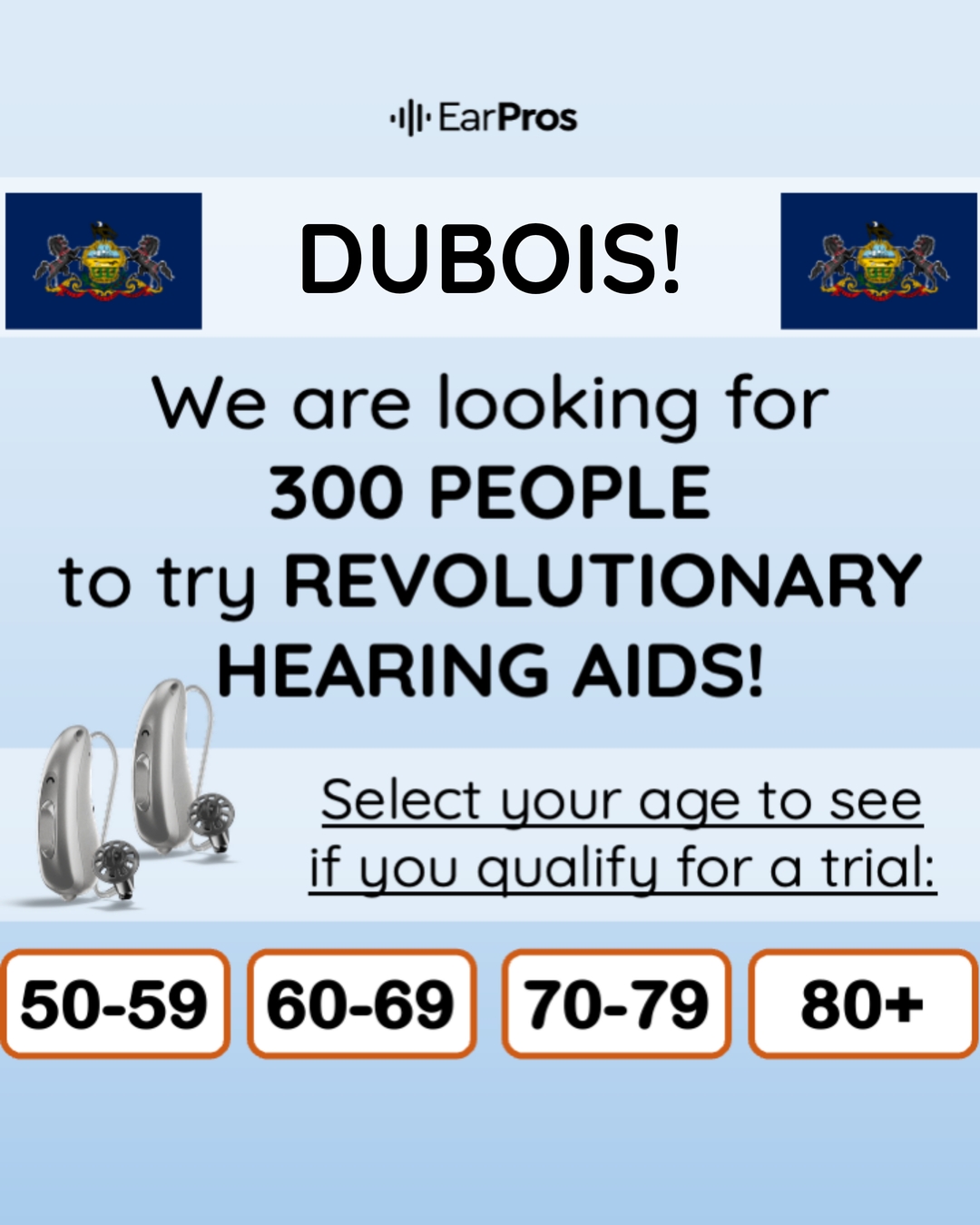 EarPros Pennsylvania Hearing / Audiology ad creative