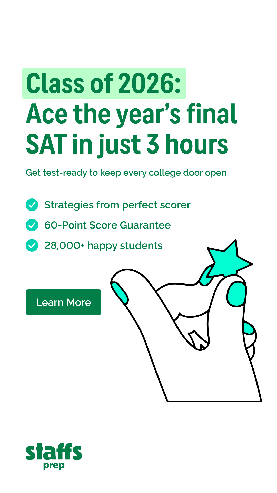 Staffs Prep Test Prep & Tutoring ad creative