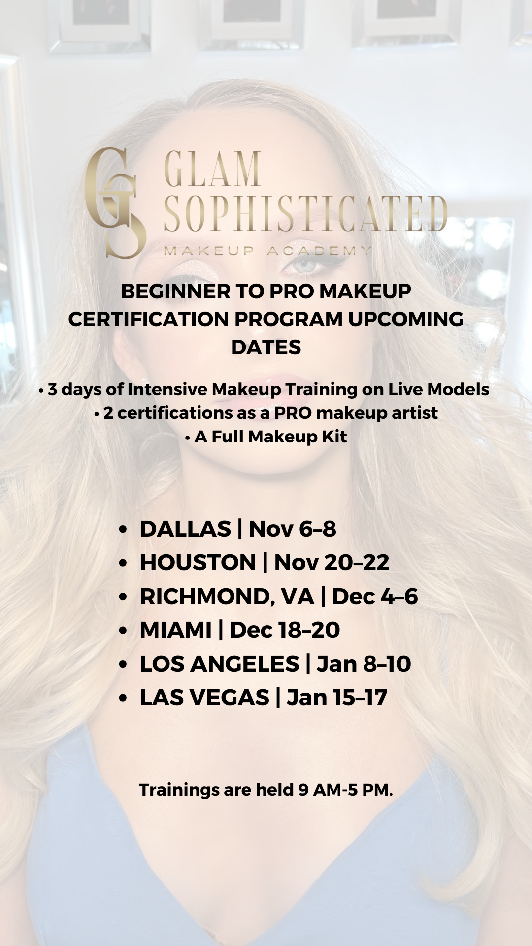 Glam Sophisticated Makeup Academy GoHighLevel Resellers ad creative