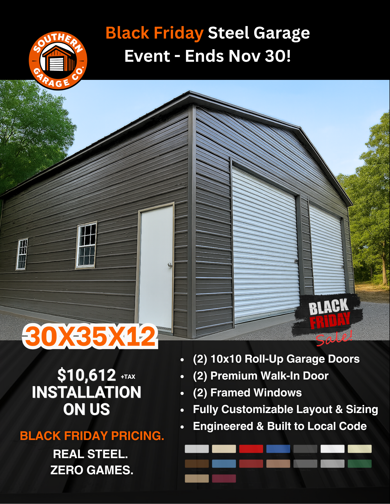 Custom Steel Garages. No Surprises.