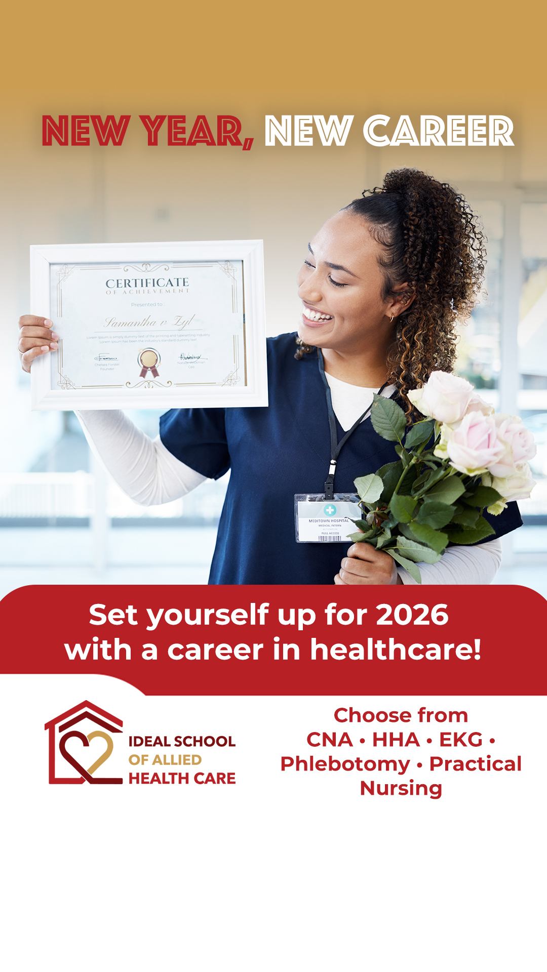 Ideal School of Allied Health Care Test Prep & Tutoring ad creative