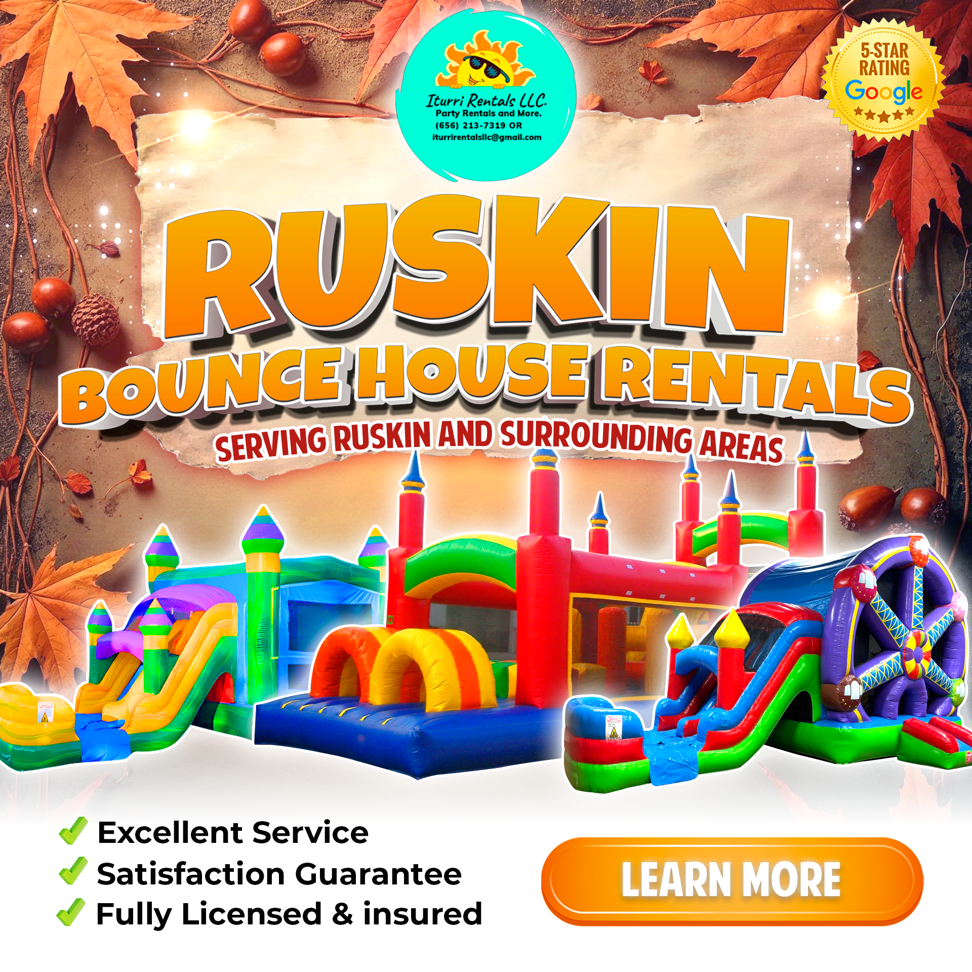 Iturri Rentals LLC. Party Rental ad creative