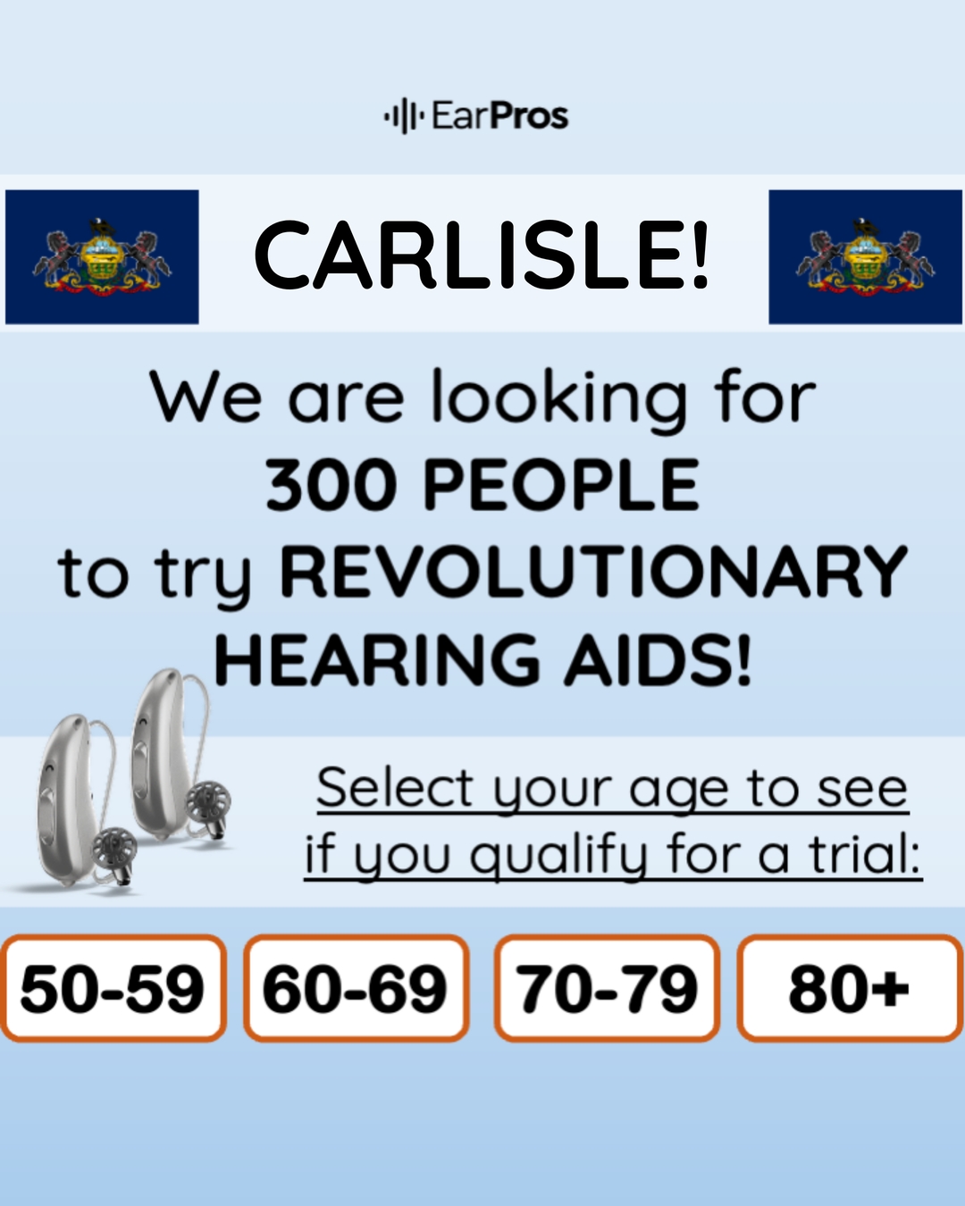 EarPros Pennsylvania Hearing / Audiology ad creative