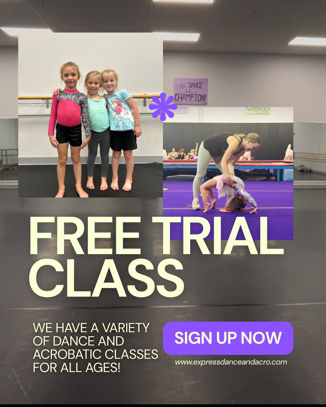 Express Dance, Tumble and Cheer Dance Studio ad creative