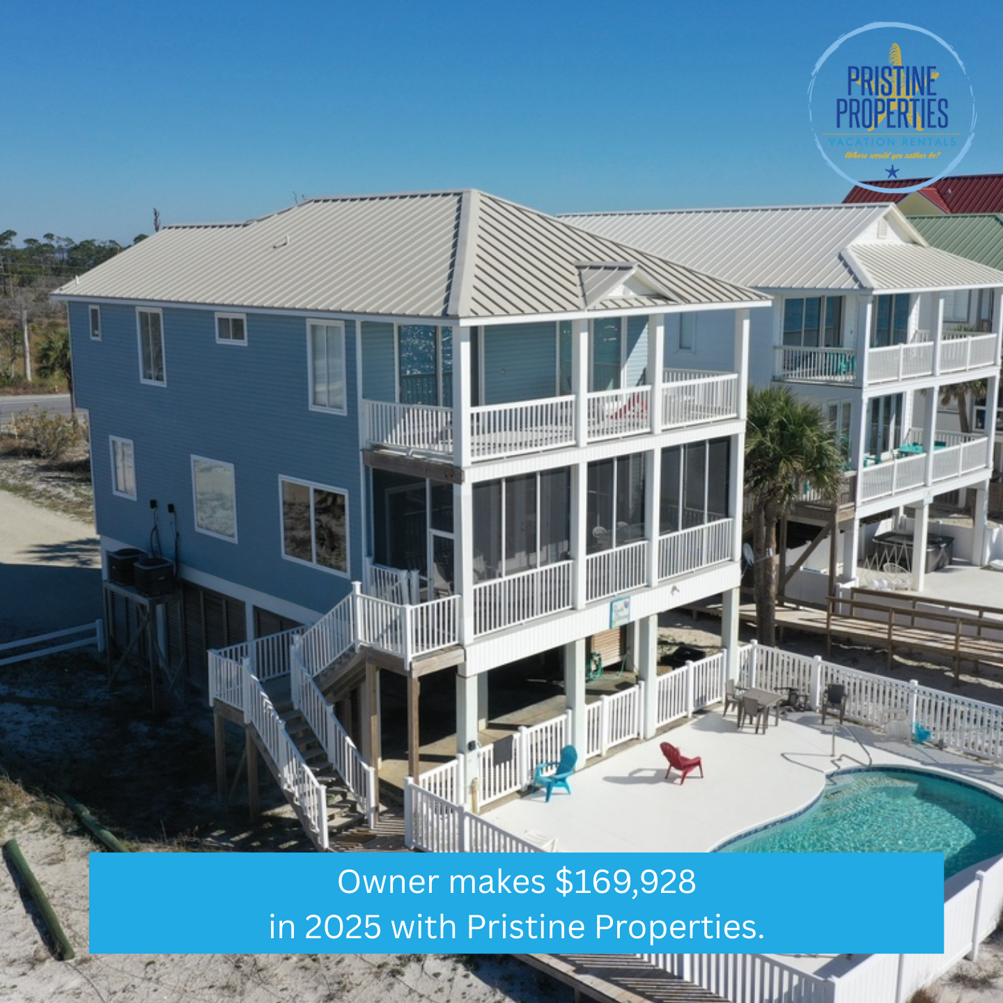Pristine Properties Vacation Rentals Property Management ad creative