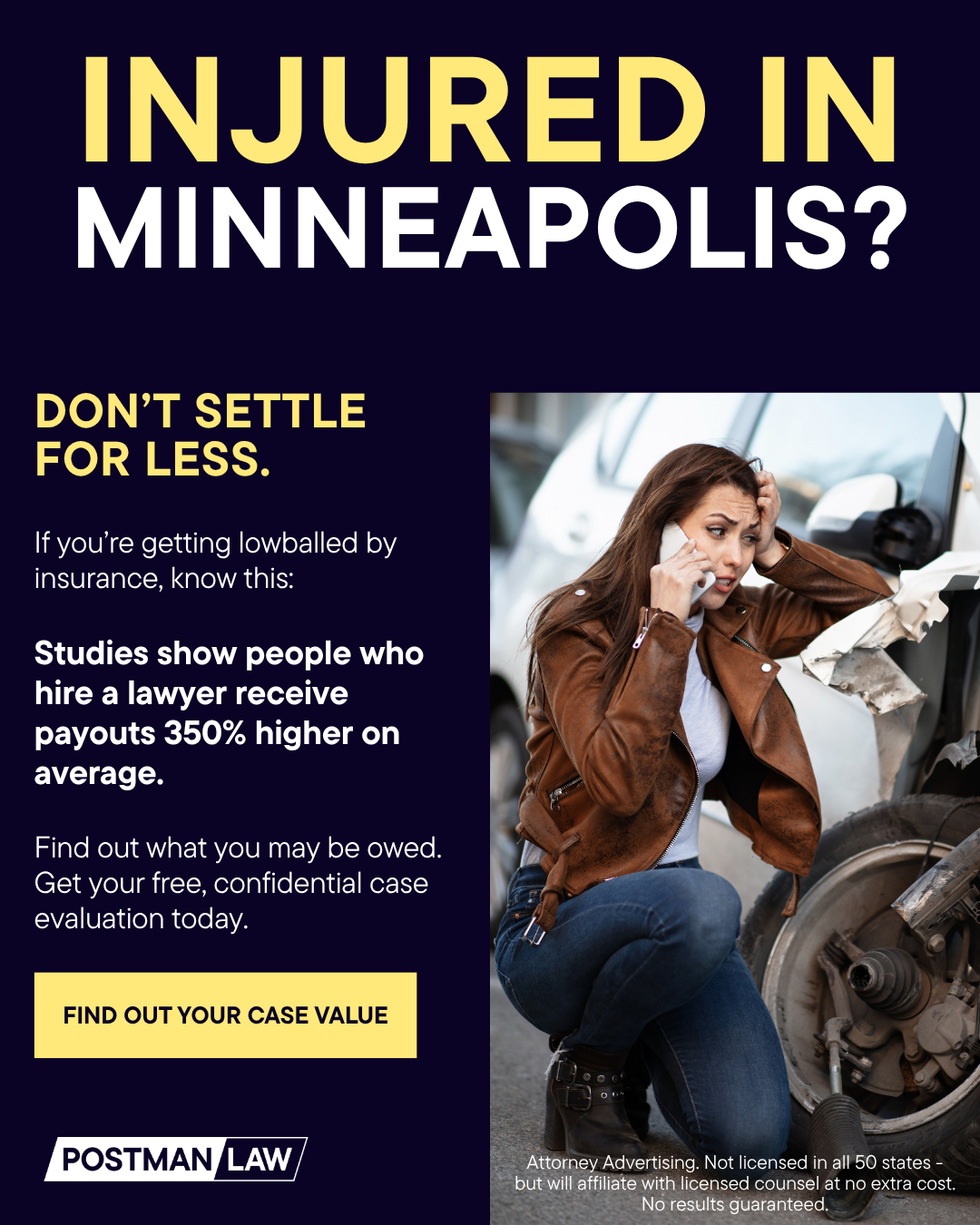 Postman Law Personal Injury ad creative