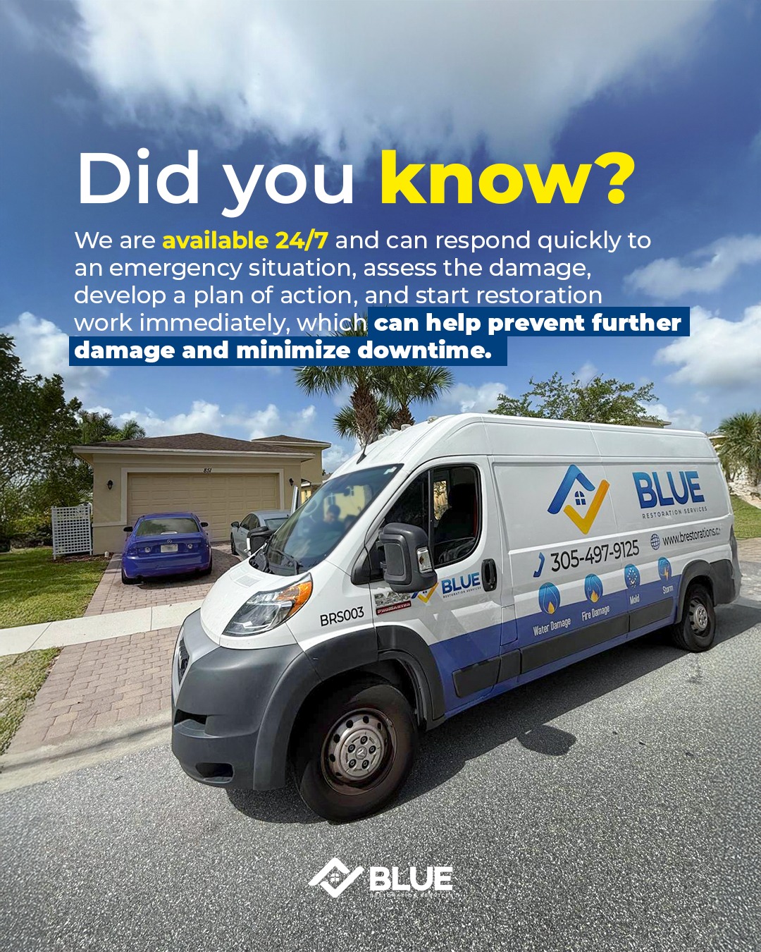 Blue Restoration Services Water Damage Restoration ad creative