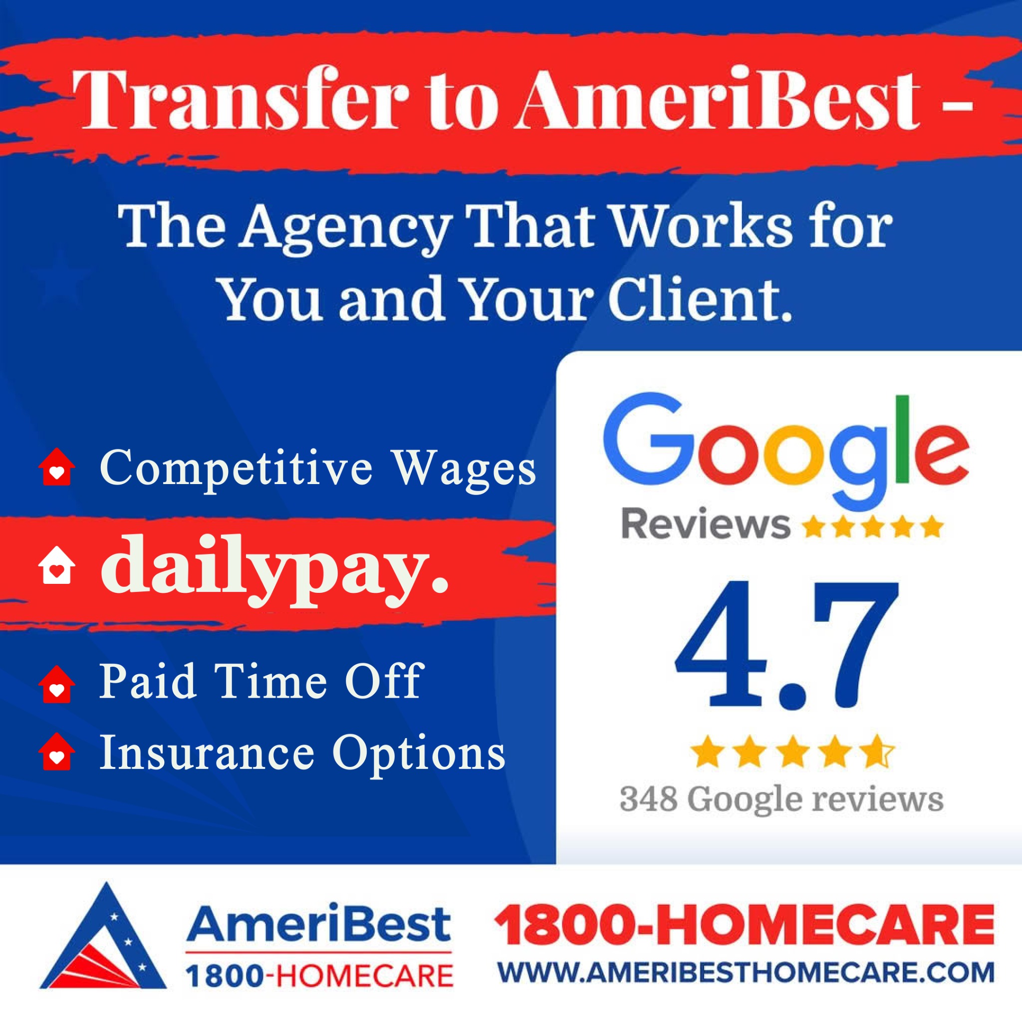 AmeriBest Home Care: 1800-HOMECARE Home Health Care ad creative