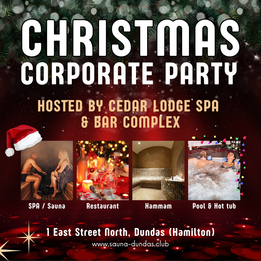Cedar Lodge Sauna & Bar Complex in Dundas Event Venue ad creative