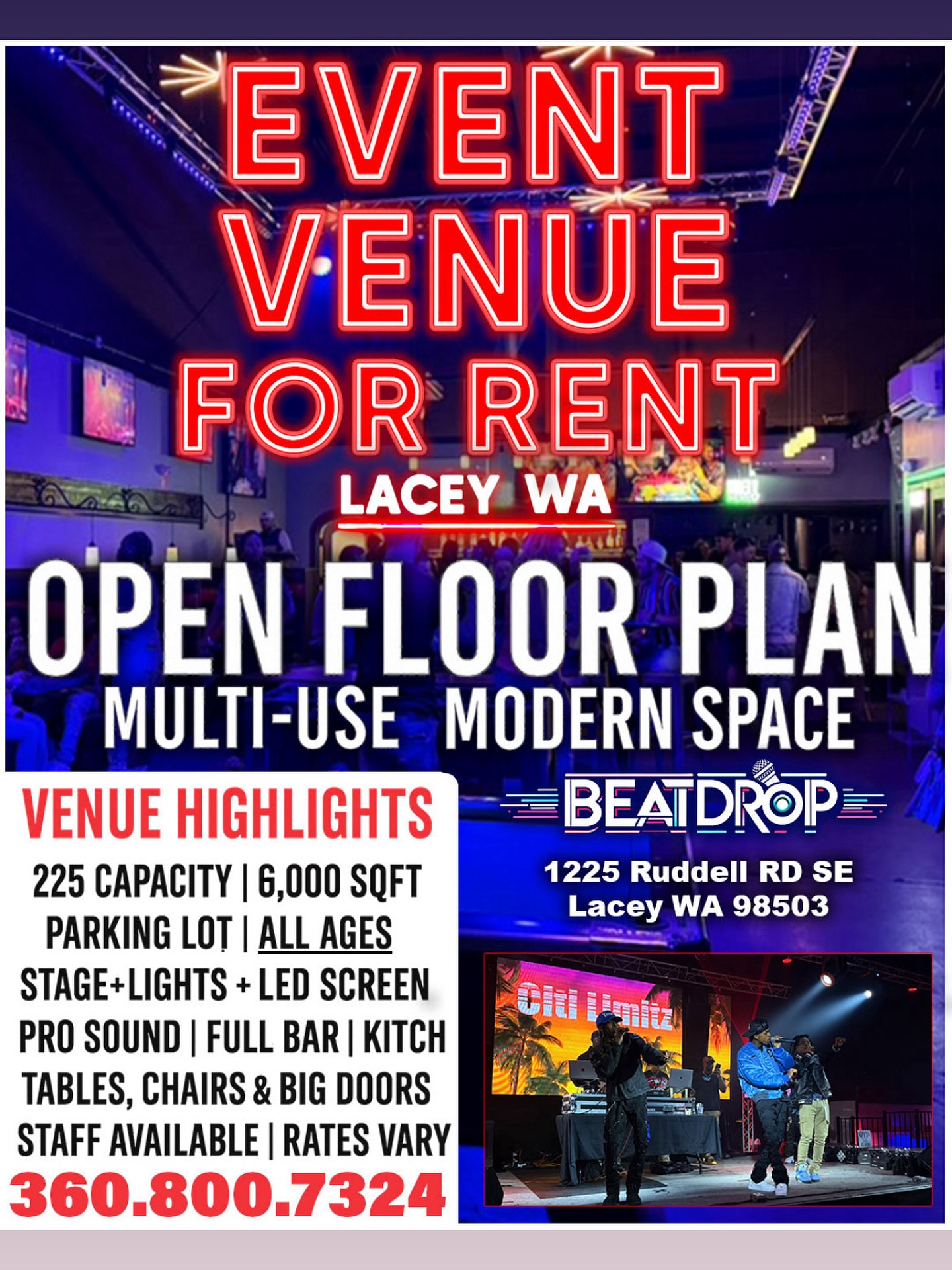 Beat Drop Kitchen and Event Center Event Venue ad creative