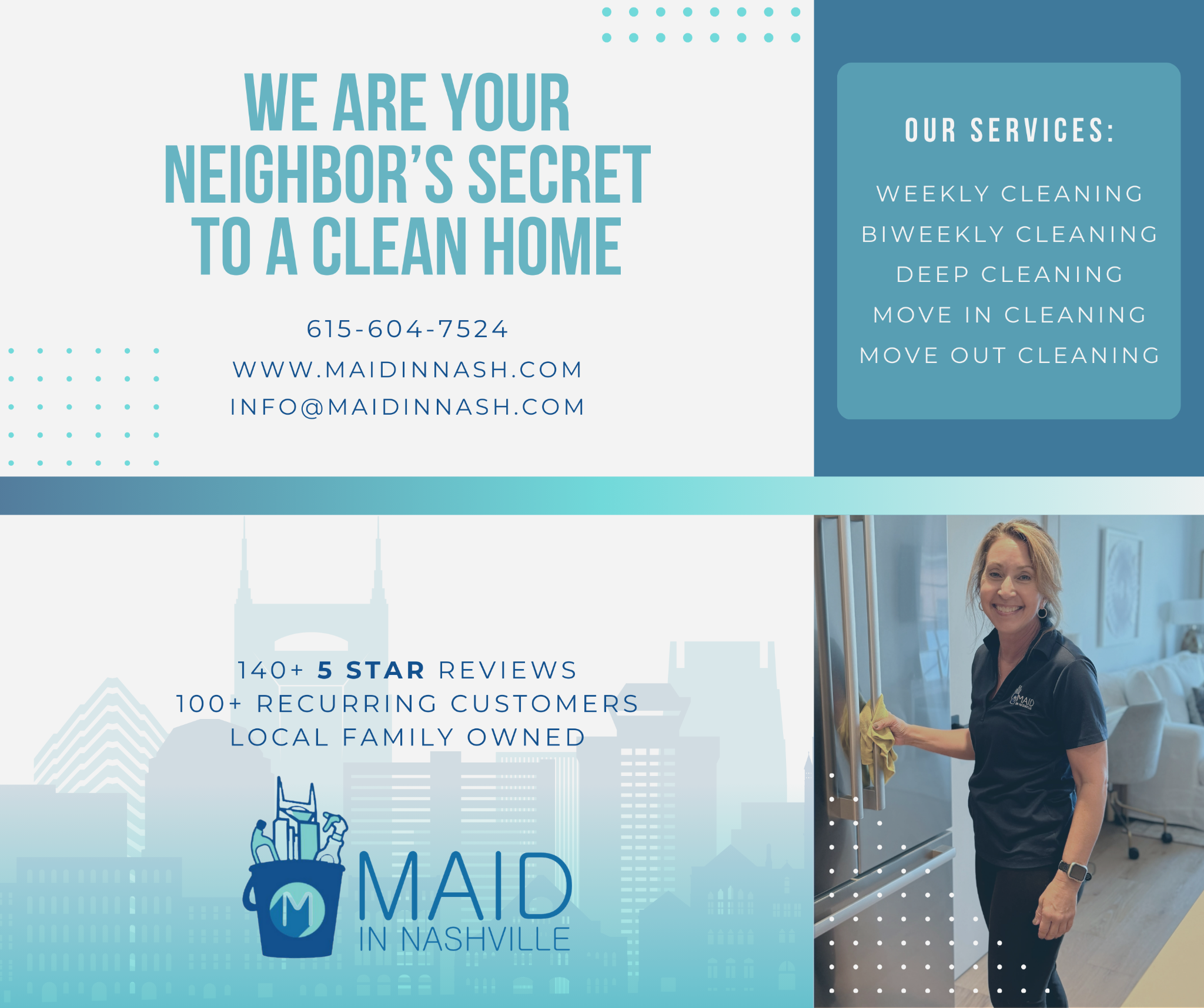 “Nashville’s Top-Rated Cleaning Service — 140+ 5-Star Reviews & Counting!”