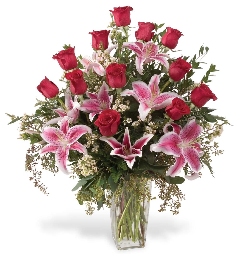 Roses And Stargazer Lily Bouquet