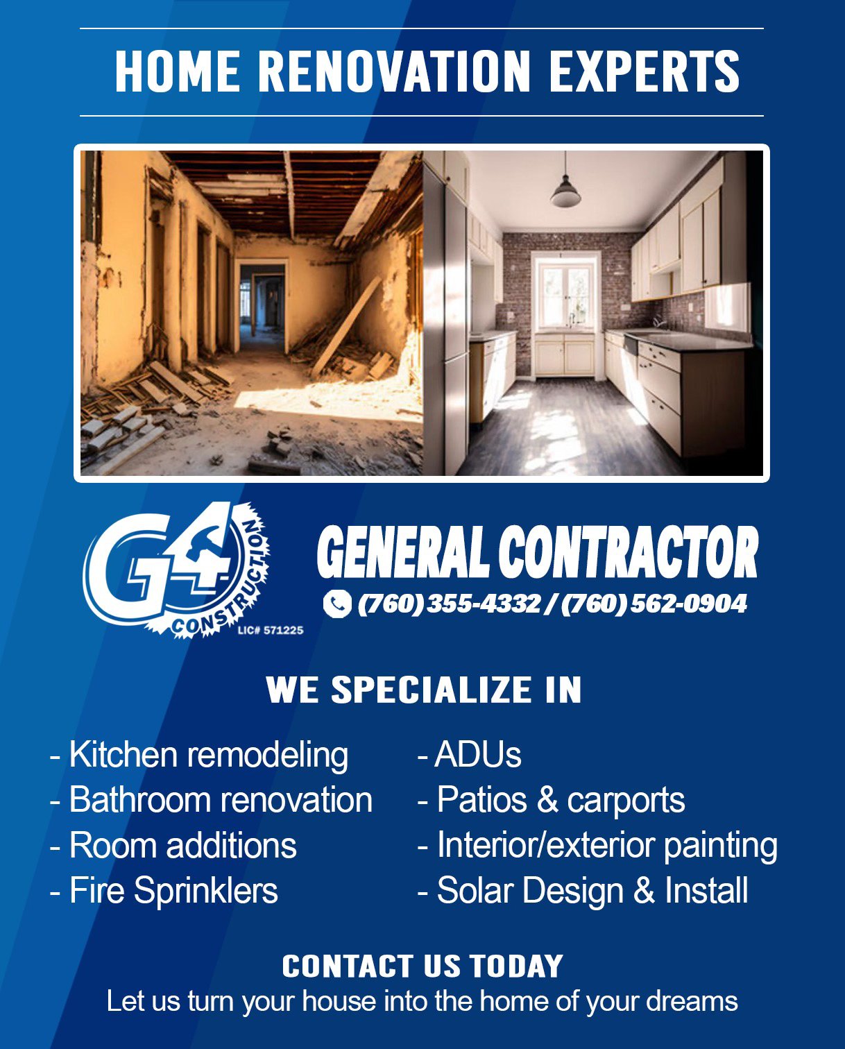G4 Construction General Contractor ad creative