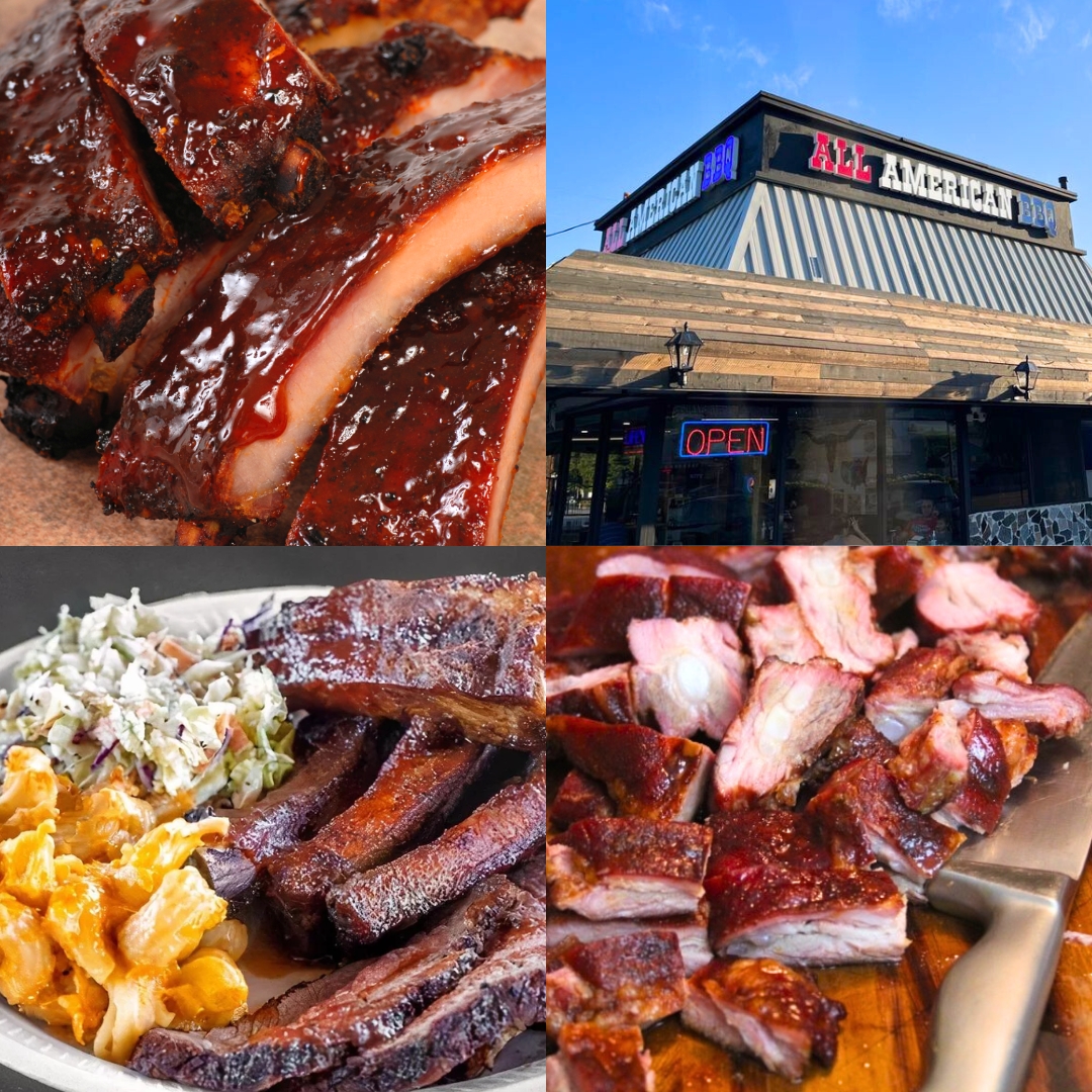 All American BBQ "Barbecue" Smoked Ribs & Mesquite Fire Pit Catering ad creative