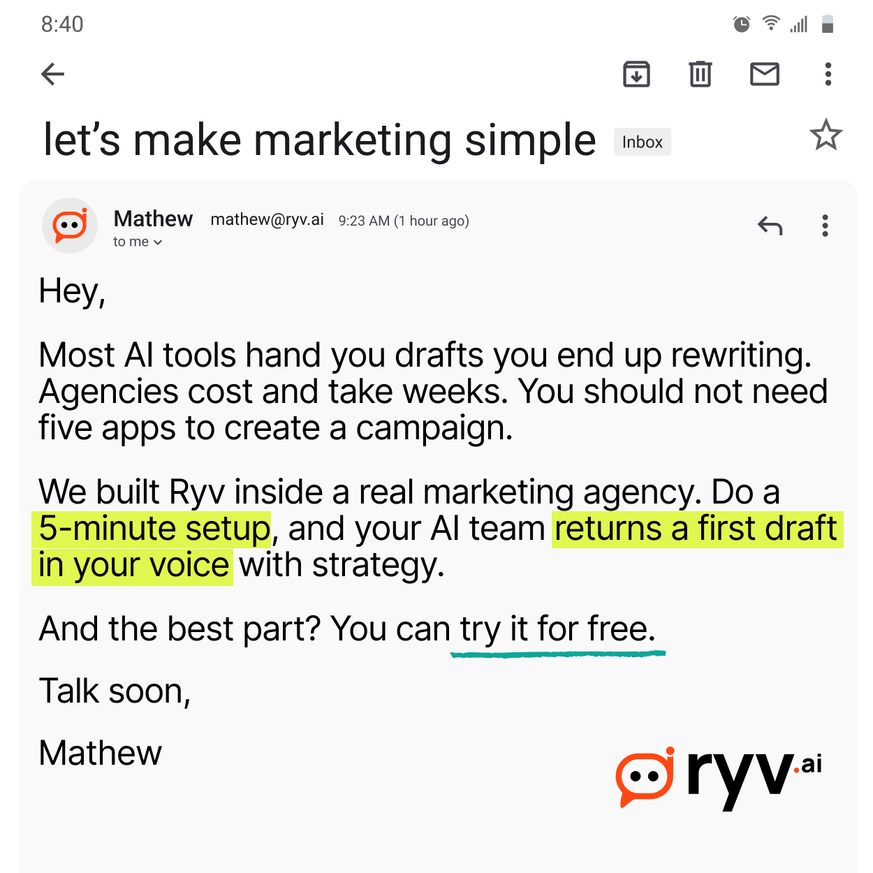 Ryv Digital Marketing Agency ad creative