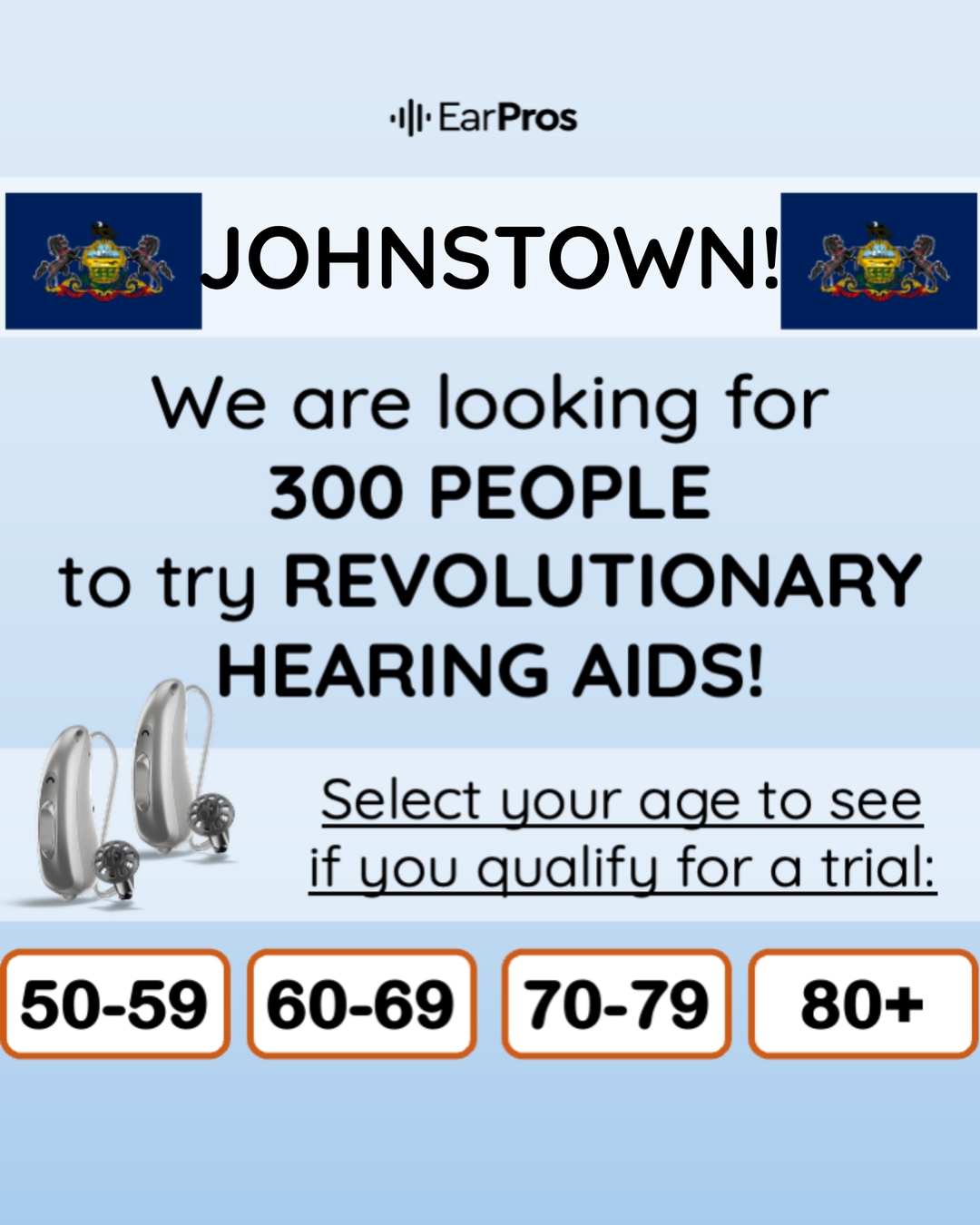 EarPros Pennsylvania Hearing / Audiology ad creative