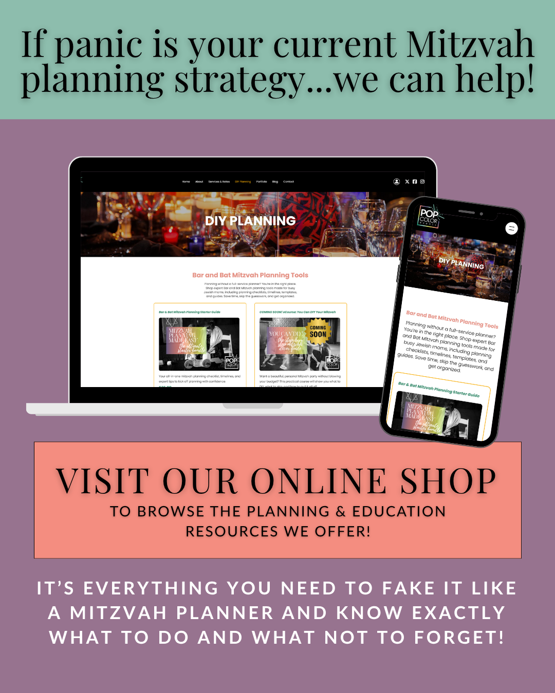 Mitzvah Planning Starts Here, Mitzvah Panic Ends Here