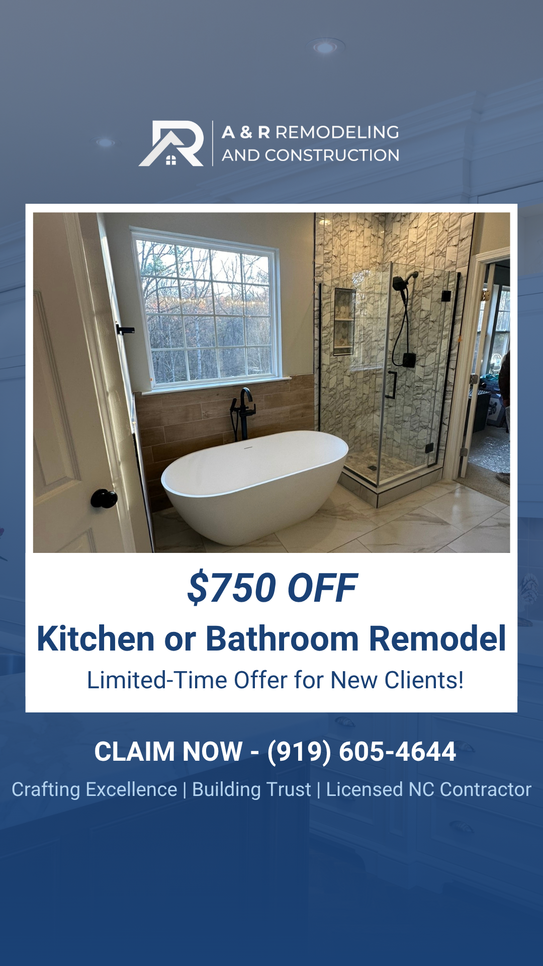 A & R Remodeling and Construction Kitchen & Bath Remodeling ad creative
