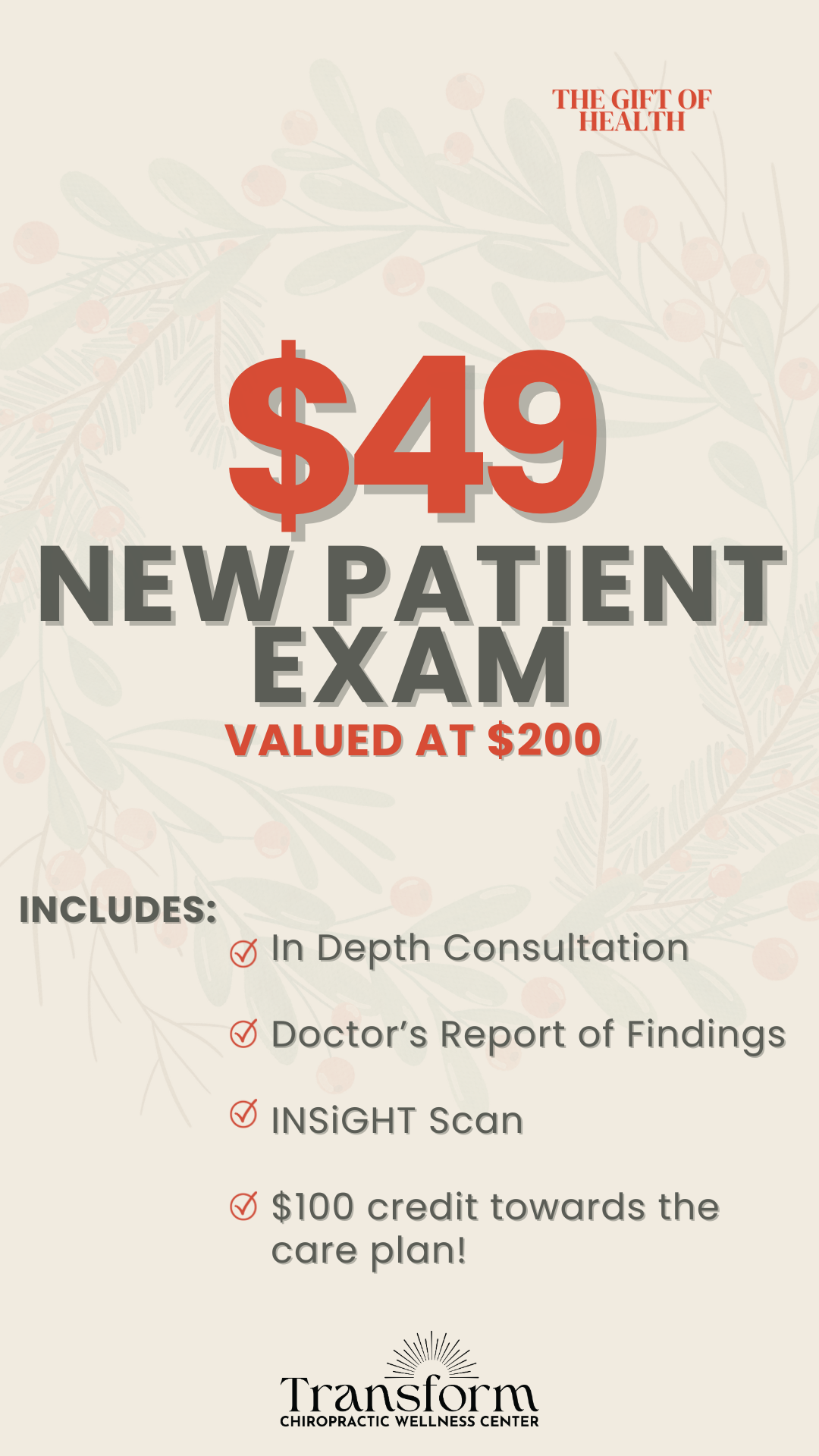 $49 New Patient Special & $100 Toward Your Care Plan