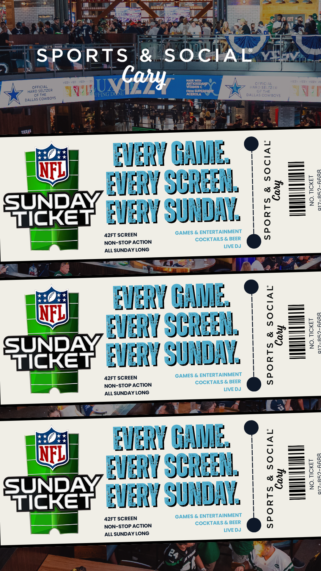 Sports & Social Cary Restaurant ad creative