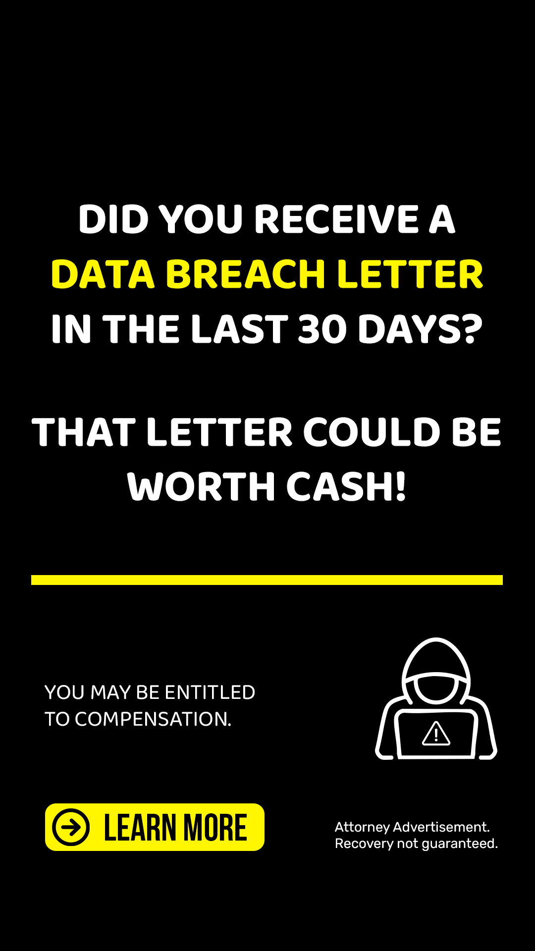 Data Breach Investigations Personal Injury ad creative