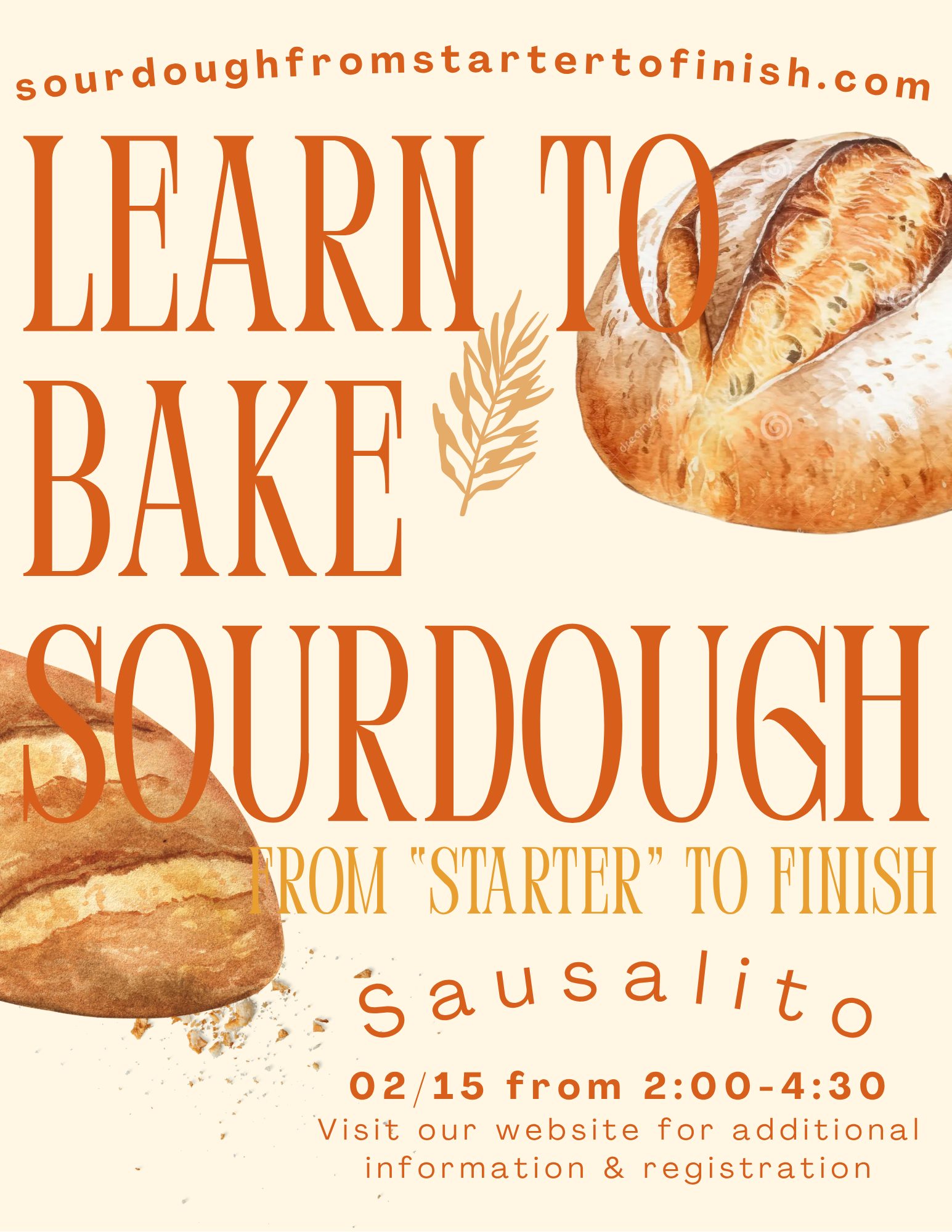 Sourdough Baking - From Starter to Finish Art Classes ad creative