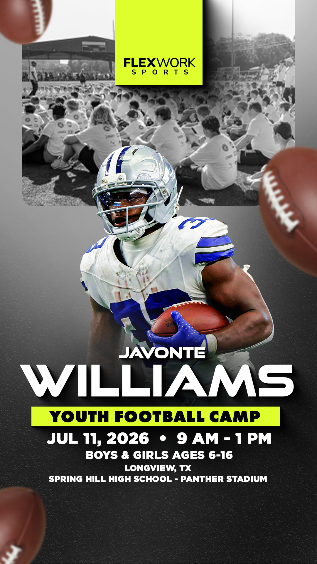 Train with Dallas star Javonte Williams