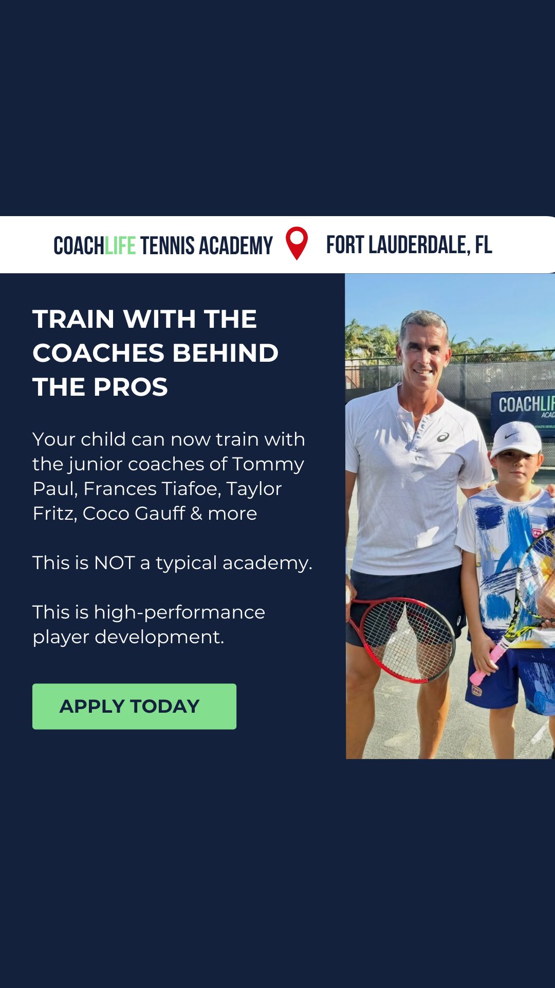 Coachlife - Tennis Sports Lessons ad creative