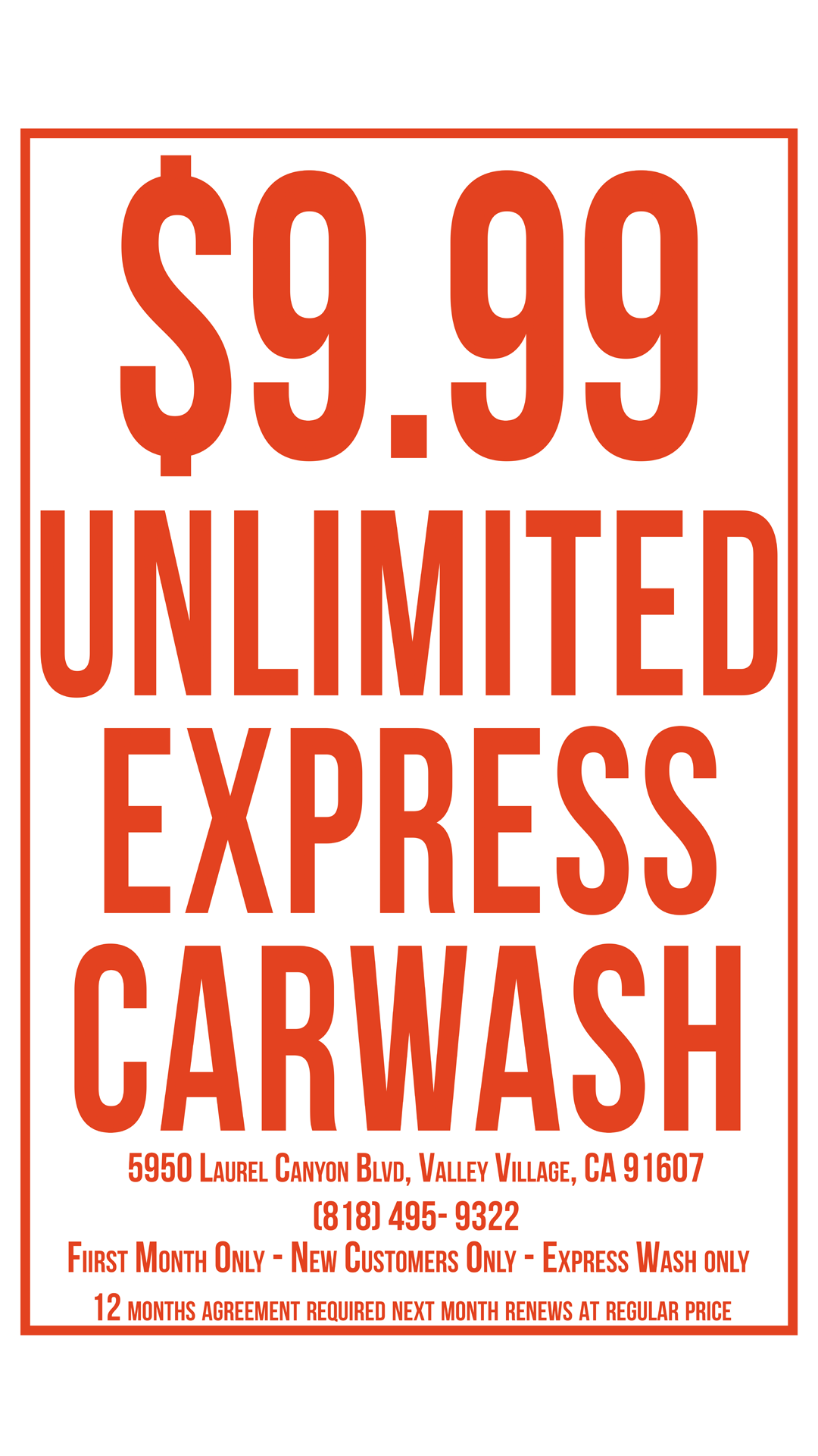 Valley Village Car Wash Car Wash ad creative