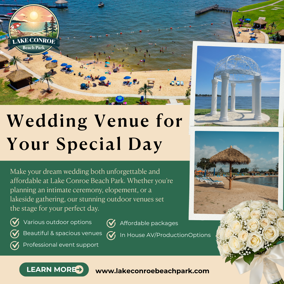 Lake Conroe Beach Park Event Venue ad creative