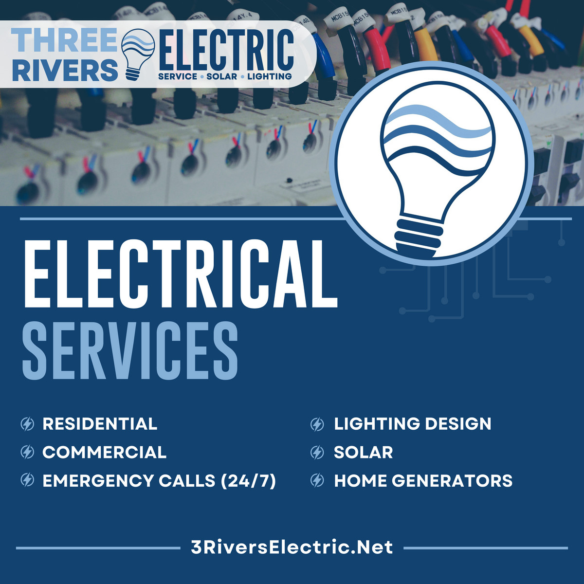 Three Rivers Electric Electrician ad creative