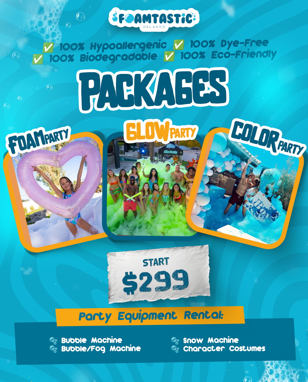 FoamTastic Orlando Party Rental ad creative