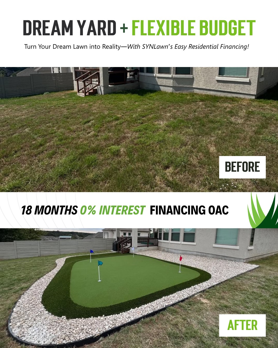 SYNLawn Dallas Ft. Worth Artificial Turf & Installations Landscaping ad creative