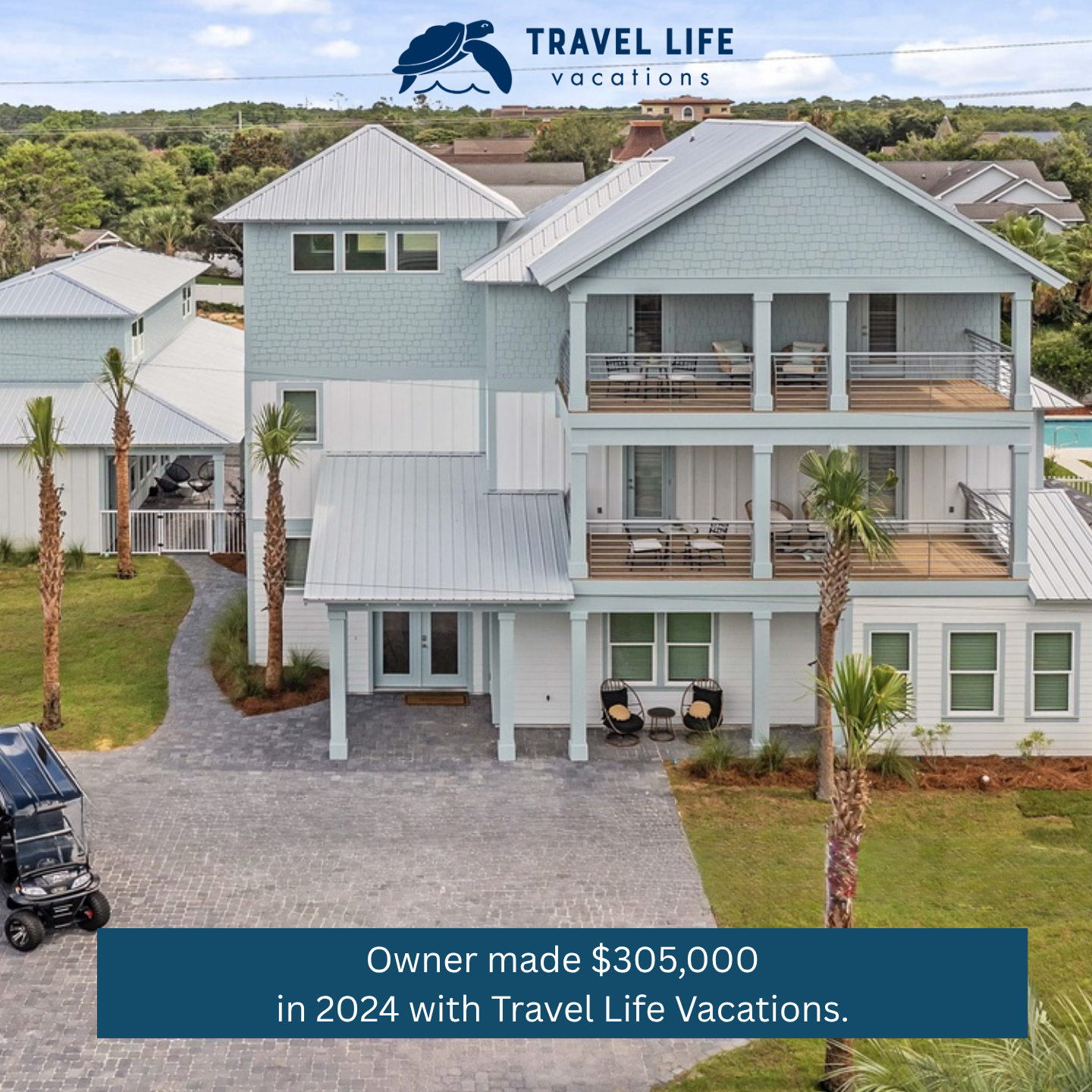 Travel Life Vacations Property Management ad creative