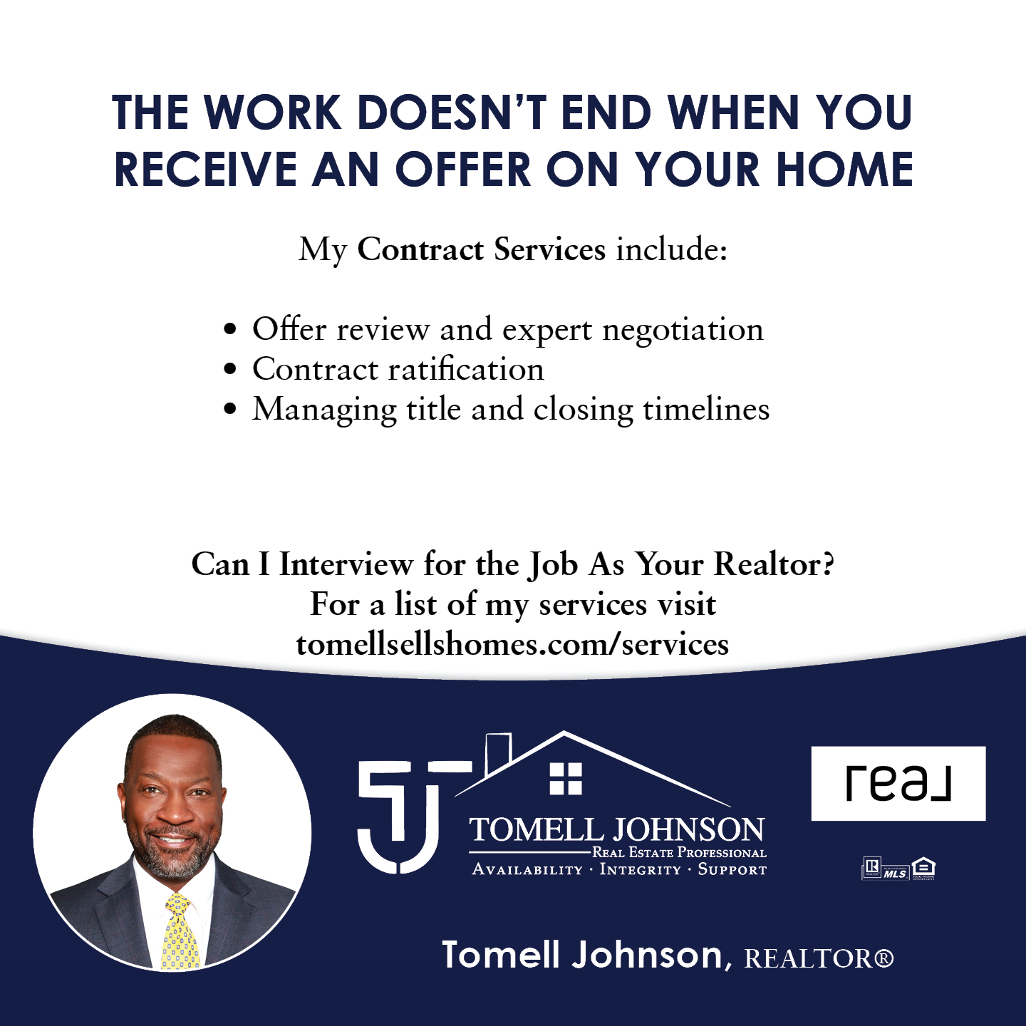 Tomell Johnson, Real Broker Real Estate Agent ad creative
