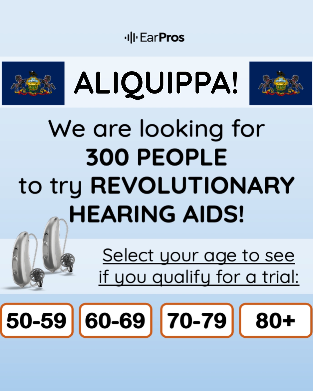 EarPros Pennsylvania Hearing / Audiology ad creative