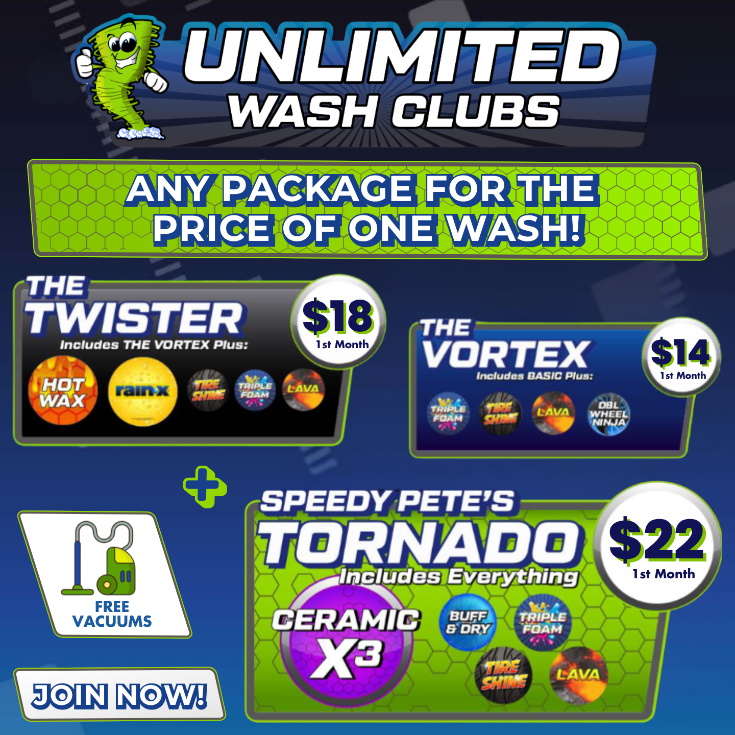 Free Vacuums Included - Always!