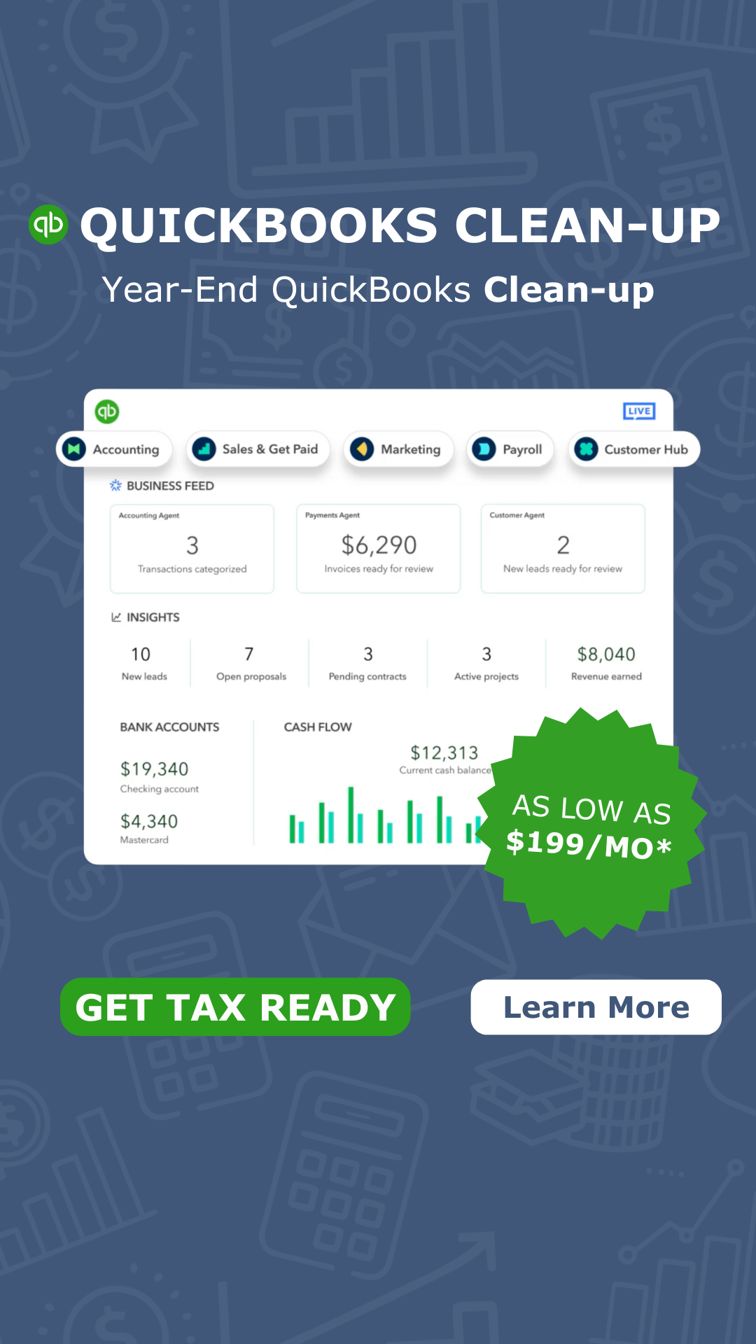 QuickBooks Clean-Up ($199/mo)