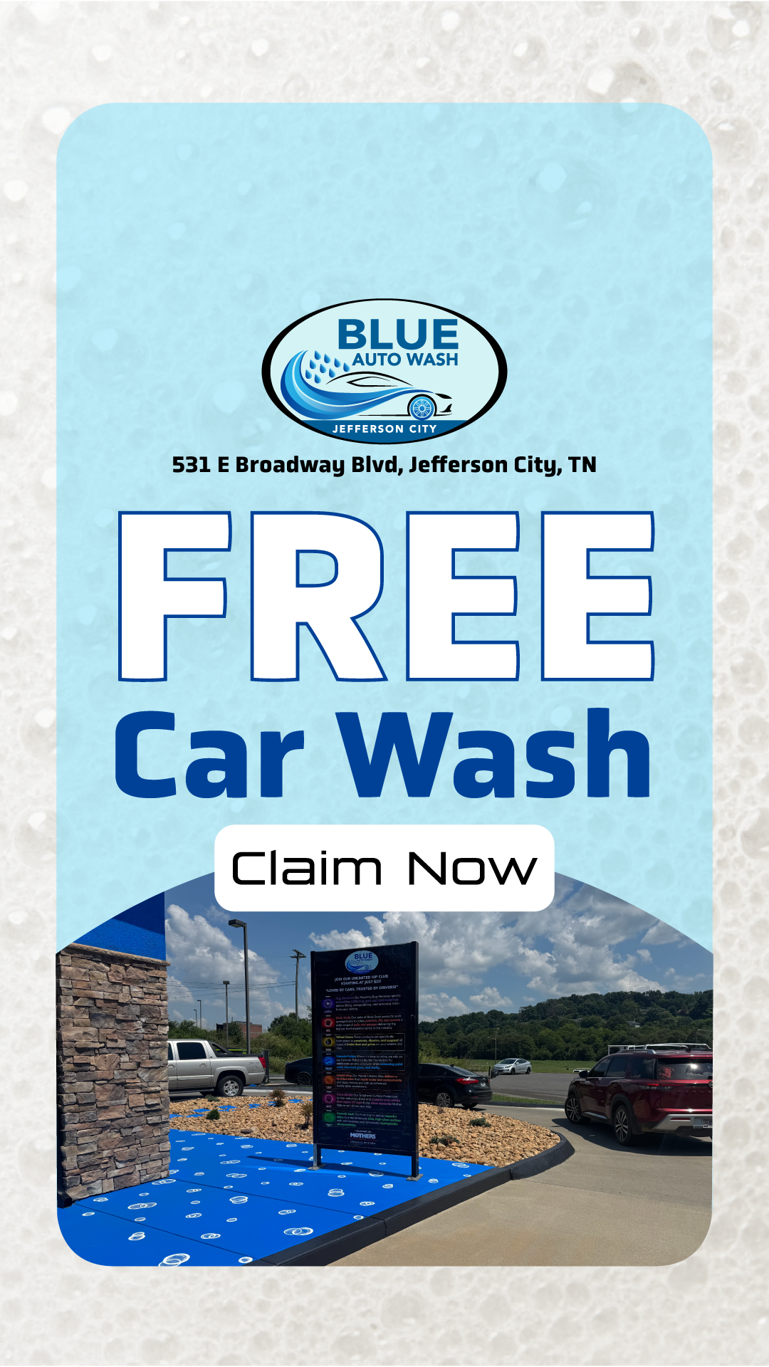 Blue Auto Wash Car Wash ad creative
